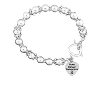 Load image into Gallery viewer, Brain Cancer Heart Awareness Charm Silver Beaded Bracelets - Fundraising For A Cause