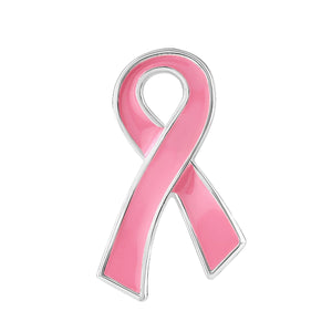 Breast Cancer Awareness Large Flat Pink Ribbon Pin Counter Display (12 Cards) - Fundraising For A Cause