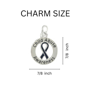 Child Abuse Awareness Circle Charm Partial Beaded Bracelets - Fundraising For A Cause
