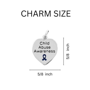 Child Abuse Awareness Heart Charm Partial Beaded Bracelets - Fundraising For A Cause