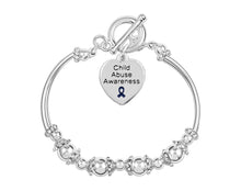 Load image into Gallery viewer, Child Abuse Awareness Heart Charm Partial Beaded Bracelets - Fundraising For A Cause