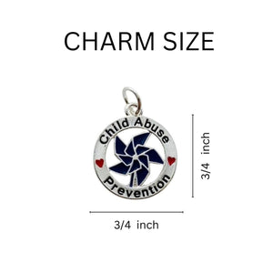 Child Abuse Prevention Blue Pinwheel Charm Key Chains - Fundraising For A Cause