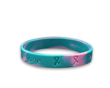 Load image into Gallery viewer, Child Pink &amp; Teal Awareness Silicone Bracelet Wristbands - Fundraising For A Cause