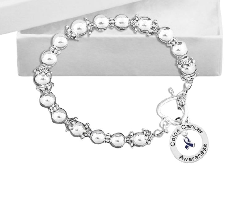 Colon Cancer Awareness Circle Charm Beaded Bracelets - Fundraising For A Cause