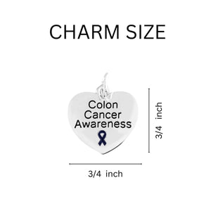 Colon Cancer Heart Charm Blue Ribbon Beaded Bracelets - Fundraising For A Cause