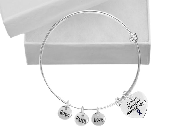 Colon Cancer Heart Retractable Charm Bracelet - Fundraising For A Cause