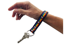 Load image into Gallery viewer, Daniel Quasar&#39;s &quot;Progress Pride&quot; Flag Lanyard Style Keychains - Fundraising For A Cause