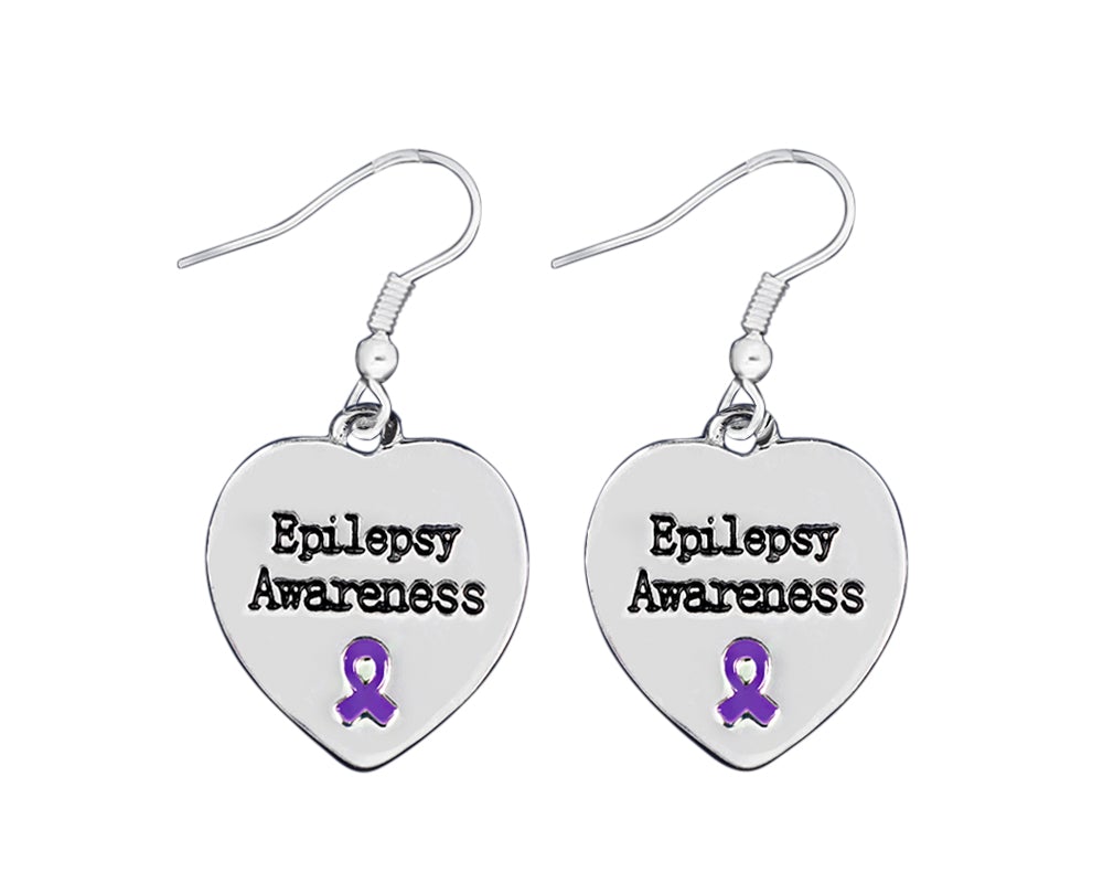 Epilepsy Awareness Heart Earrings - Fundraising For A Cause