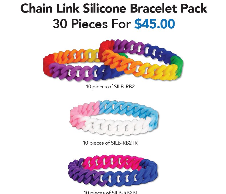 Gay Pride Chain Link Bracelet Variety Pack Bundle (30 Pieces) - Fundraising For A Cause