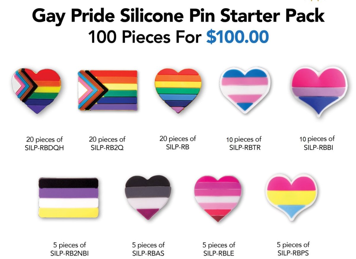 Gay Pride Silicone Pin Variety Pack Bundle (100 Pieces) - Fundraising For A Cause