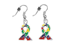 Load image into Gallery viewer, Hanging Autism Ribbon Earrings - Fundraising For A Cause