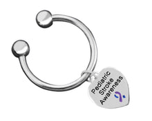 Load image into Gallery viewer, Heart Charm Pediatric Stroke Awareness Horseshoe Keychains - Fundraising For A Cause