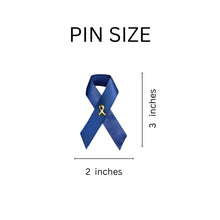 Load image into Gallery viewer, Human Trafficking Dark Blue Satin Ribbon Awareness Pins - Fundraising For A Cause