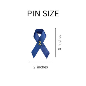 Human Trafficking Dark Blue Satin Ribbon Awareness Pins - Fundraising For A Cause