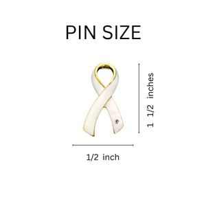 Large Bone Cancer White Ribbon Awareness Pins - Fundraising For A Cause