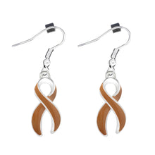 Load image into Gallery viewer, Large Brown Ribbon Hanging Earrings - Fundraising For A Cause