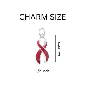 Large Burgundy Ribbon Retractable Charm Bracelets - Fundraising For A Cause