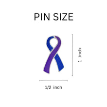 Load image into Gallery viewer, Large Flat Blue &amp; Purple Ribbon Pins - Fundraising For A Cause