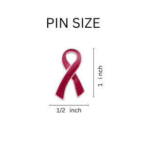 Large Flat Burgundy Ribbon Pins - Fundraising For A Cause