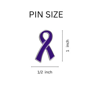 Large Flat Purple Ribbon Pins - Fundraising For A Cause