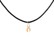 Load image into Gallery viewer, Large Peach Ribbon Black Cord Necklaces - Fundraising For A Cause