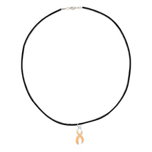 Load image into Gallery viewer, Large Peach Ribbon Black Cord Necklaces - Fundraising For A Cause