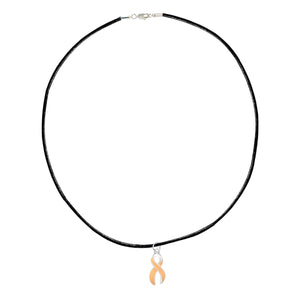 Large Peach Ribbon Black Cord Necklaces - Fundraising For A Cause