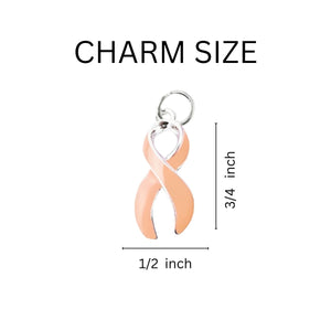 Large Peach Ribbon Chunky Charm Bracelets - Fundraising For A Cause