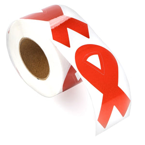 Large Red Ribbon Awareness Stickers (250 per Roll) - Fundraising For A Cause
