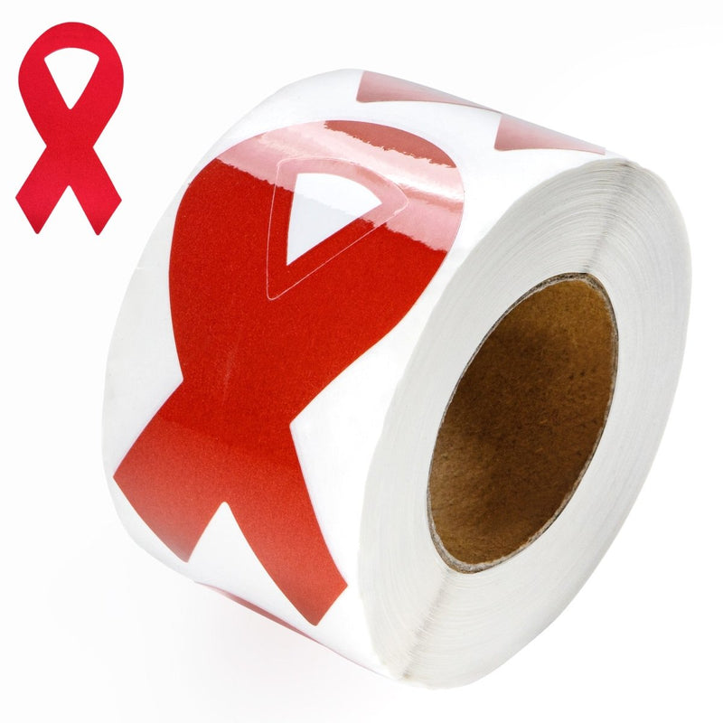 Large Red Ribbon Awareness Stickers (250 per Roll) - Fundraising For A Cause