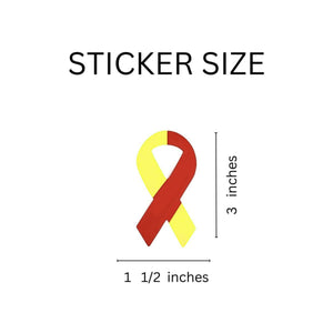 Large Red & Yellow Awareness Ribbon Stickers (250 per Roll) - Fundraising For A Cause