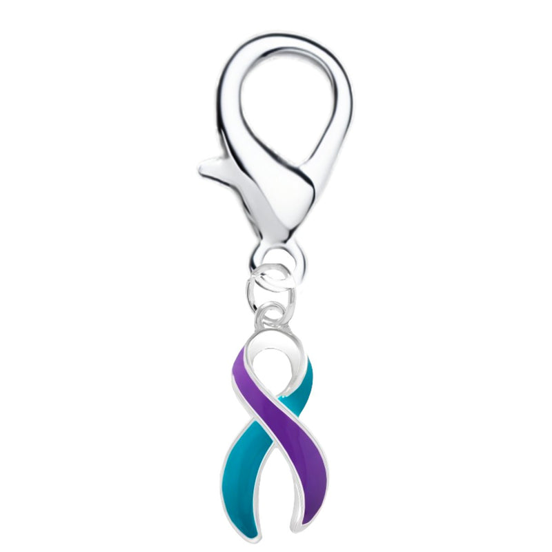 Large Teal & Purple Ribbon Hanging Charms - Fundraising For A Cause