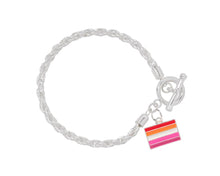 Load image into Gallery viewer, Lesbian Sunset Flag Silver Rope Bracelets - Fundraising For A Cause