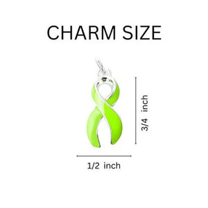 Light Green Ribbon Charm Silver Beaded Bracelets - Fundraising For A Cause