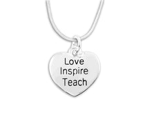 Load image into Gallery viewer, Love Inspire Teach Heart Necklaces - Fundraising For A Cause