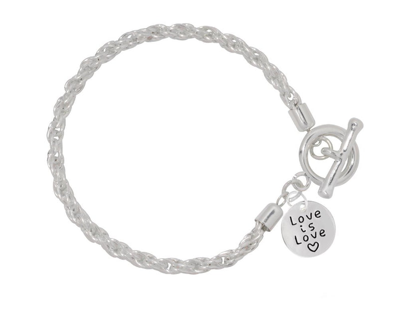 Love Is Love Circle Charm Silver Rope Bracelets - Fundraising For A Cause