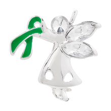 Load image into Gallery viewer, Mental Health Angel By My Side Green Ribbon Awareness Pins - Fundraising For A Cause