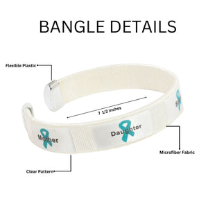 Mother Daughter Teal Ribbon Bangle Bracelets - Fundraising For A Cause