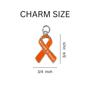 Multiple Sclerosis Orange Ribbon Retractable Charm Bracelets - Fundraising For A Cause
