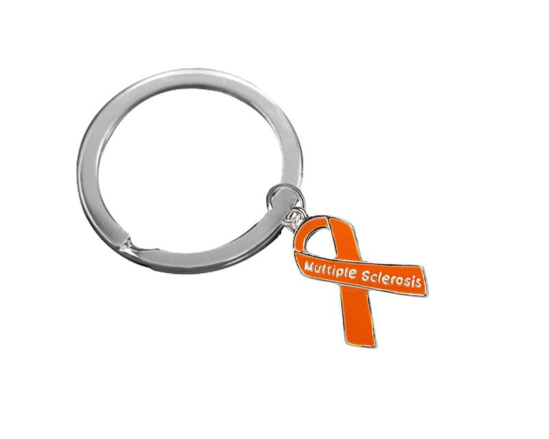 Multiple Sclerosis Orange Ribbon Split Style Key Chains - Fundraising For A Cause