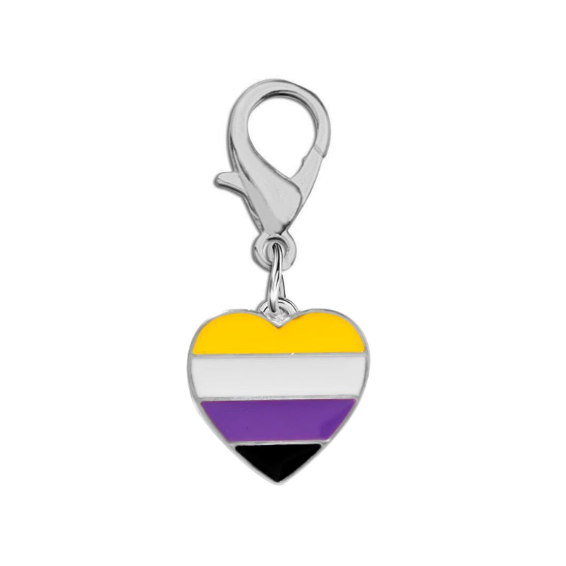 Nonbinary Flag Heart Hanging Charms - Fundraising For A Cause