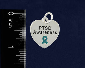 PTSD Awareness Heart Charm Partial Beaded Bracelets - Fundraising For A Cause