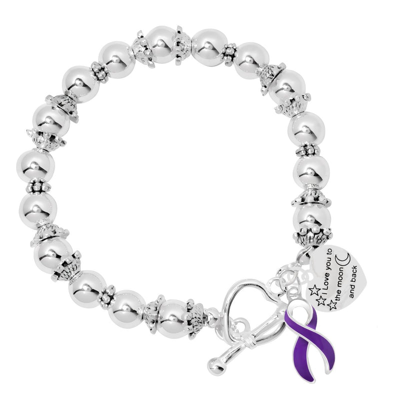 Purple Ribbon Love You To The Moon & Back Bracelets - Fundraising For A Cause