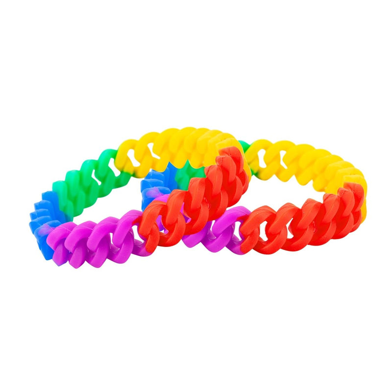 Rainbow Chain Link Silicone Bracelet Wristbands - Fundraising For A Cause