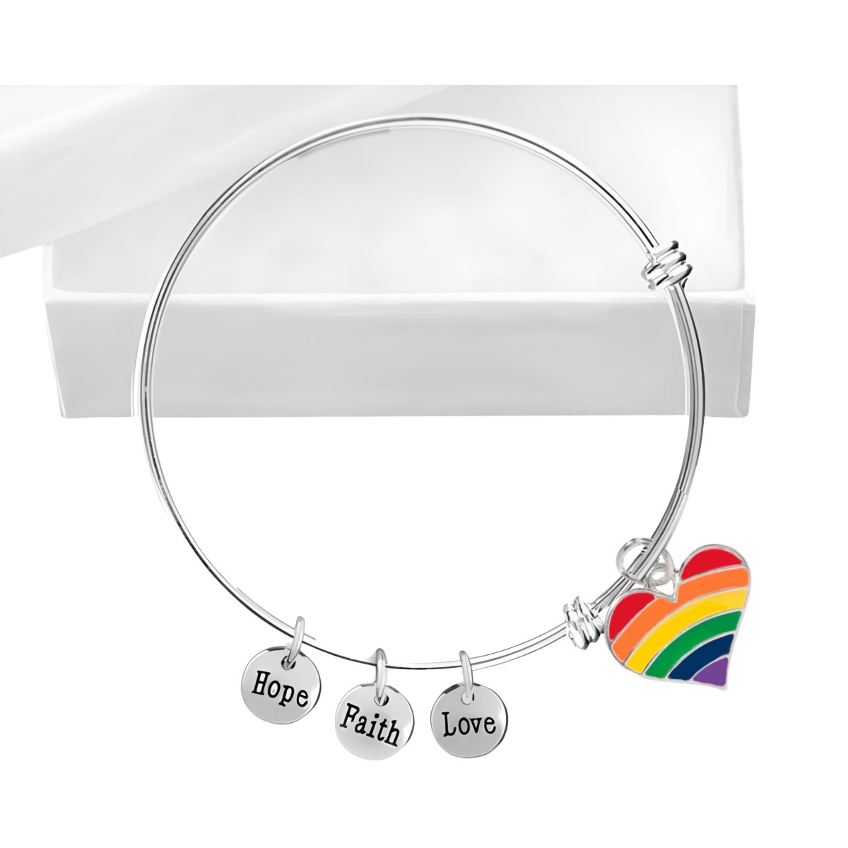 Rainbow Heart Gay Pride Retractable Charm Bracelets - Fundraising For A Cause