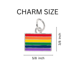 Rainbow LGBTQ Rectangle Charm Partial Beaded Bracelets - Fundraising For A Cause