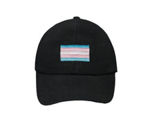 Load image into Gallery viewer, Rectangle Transgender Flag Baseball Hats in Black - Fundraising For A Cause