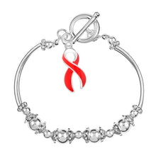 Load image into Gallery viewer, Red Ribbon Charm Partial Beaded Bracelets - Fundraising For A Cause