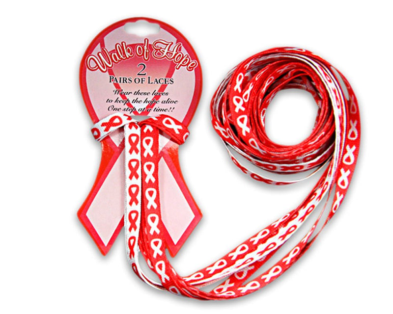 Red Ribbon Shoe Laces (1 Card with 2 Pairs) - Fundraising For A Cause