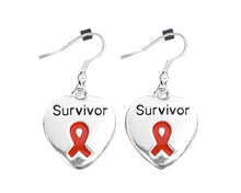 Load image into Gallery viewer, Red Ribbon Survivor Awareness Heart Earrings - Fundraising For A Cause